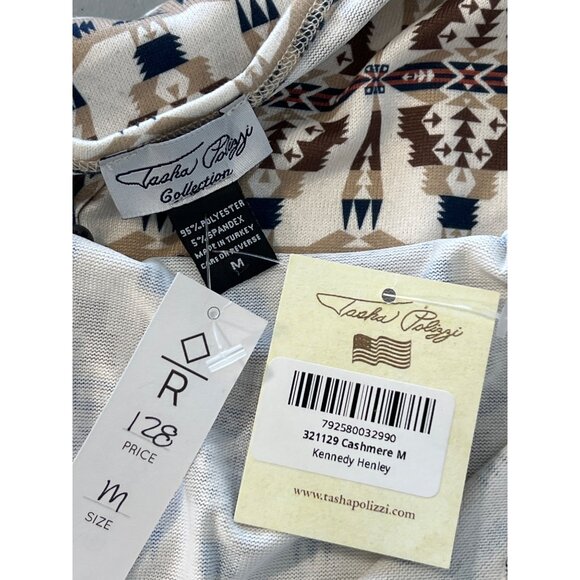 Tasha Polizzi Kennedy Henley Shirt Women M Cashmere Blanket Print Southwest NEW - Picture 6 of 7